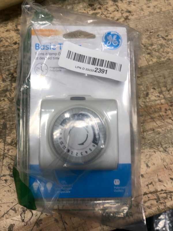 Photo 1 of GE 24-Hour Indoor Plug-In Mechanical Outlet Timer, 1 Polarized Outlet, Timers for Electrical Outlets Indoor, Light Timers Indoor, 30 Minute Intervals, Daily ON/OFF Cycle, Christmas Tree Timer, 15119