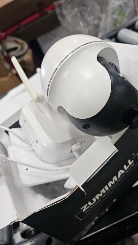 Photo 1 of (PARTS/SCRAP) (NO POWER) ZUMIMALL Solar Security Cameras Wireless Outdoor, 360° View Outdoor Camera Wireless Solar Powered,2.4G WiFi?2K/3MP Color Night Vision,2-Way Talk, PIR Motion Alert, Cloud Storage, Work with Alexa