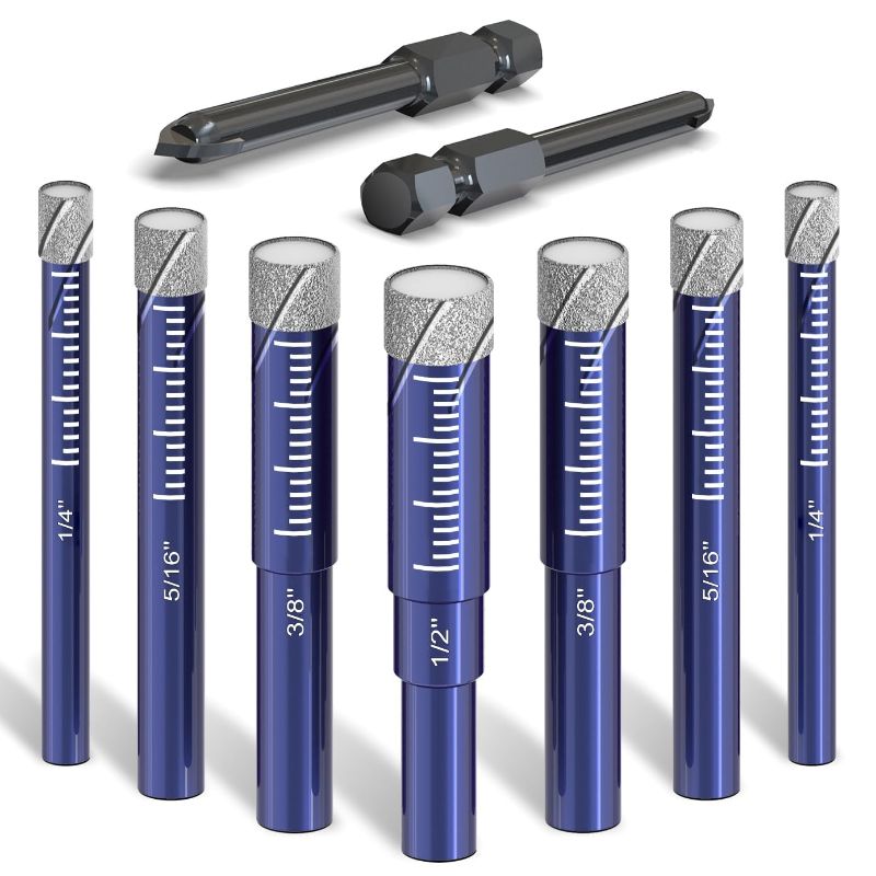 Photo 1 of 9 PCs Diamond Drill Bit Set for Porcelain, Ceramic, Glass & More - Versatile Tile Drill Bits for Efficient, Precise Drilling