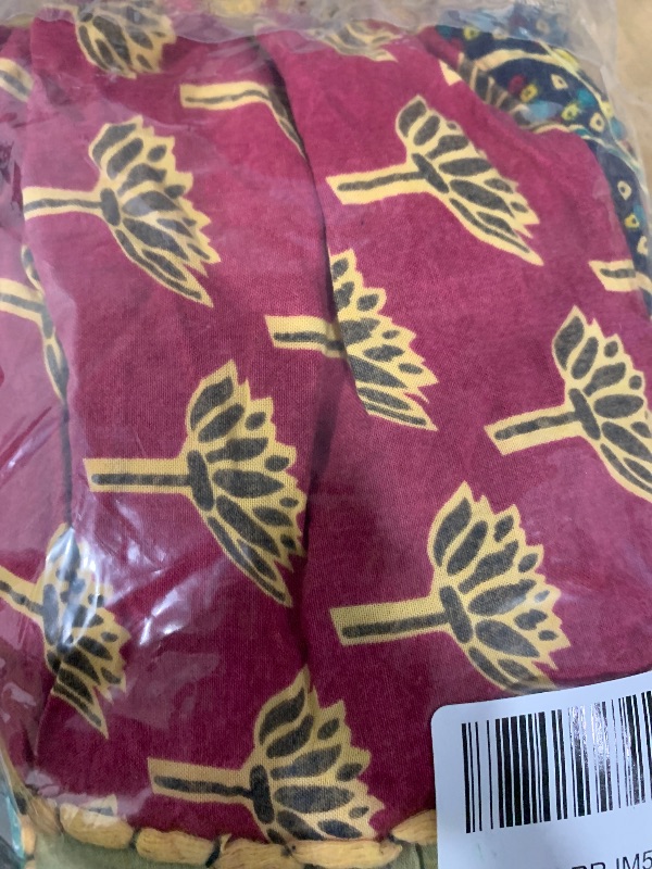 Photo 1 of Exotic India Long Printed Dori Skirt from Gujarat with Patch Work - Rayon - Color Beige,S\ M