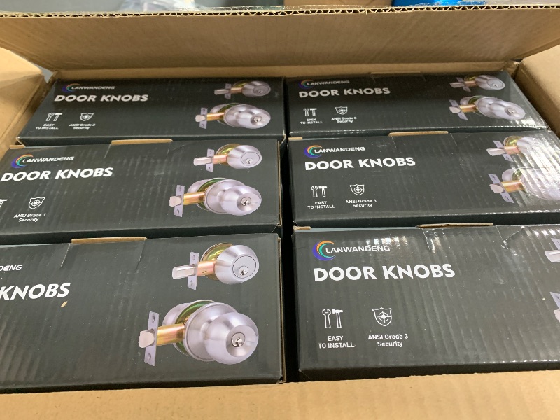 Photo 1 of (6 Sets) All Keyed Same Entry Knobs&Single Cylinder Deadbolt for Exterior Front Doors, Matte Black Finish Round Ball Entry Door Lock with Same Keys by Lanwandeng