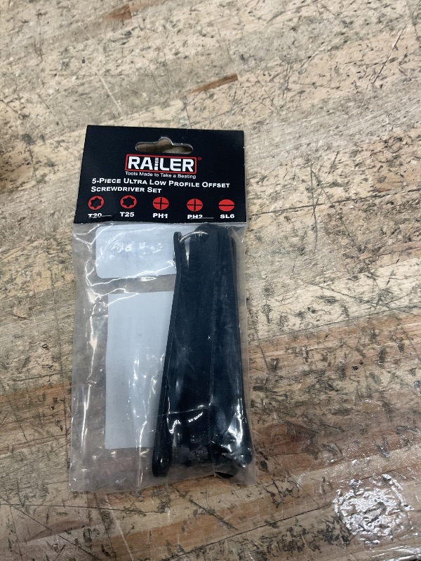 View 2 of Low Profile Offset Screwdriver Set – Railer S2 Steel Ultra Thin Slim Profile Angled EDC Screwdriver 5pc Set | Philips #1, #2, TORX T20, T25, and Slotted SL6