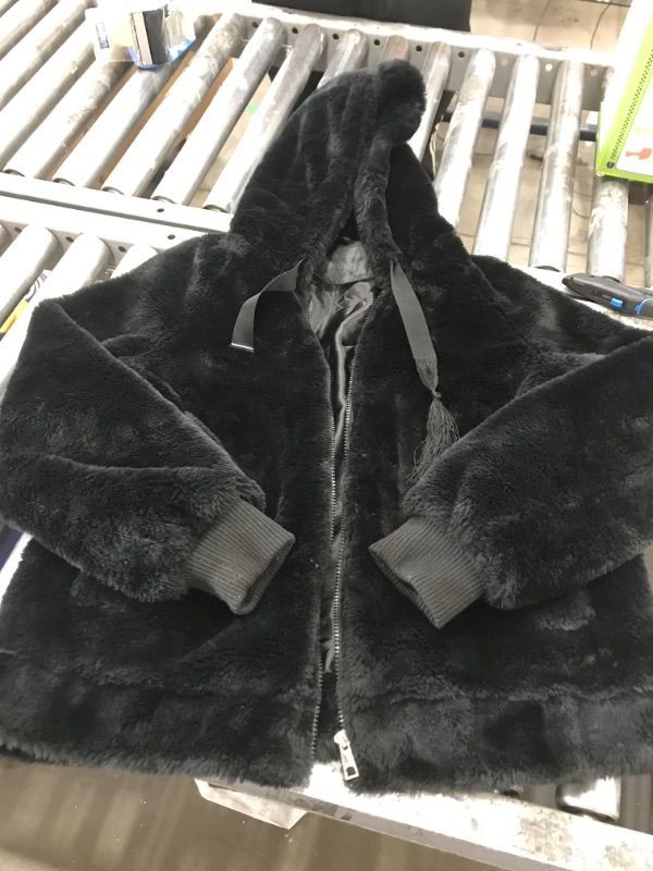 Photo 1 of Bellivera Women Faux Fur Coat Spring Clothes Winter The Fluffy Fuzzy Sherpa Shearling Jacket with Hood 1712014 Black M