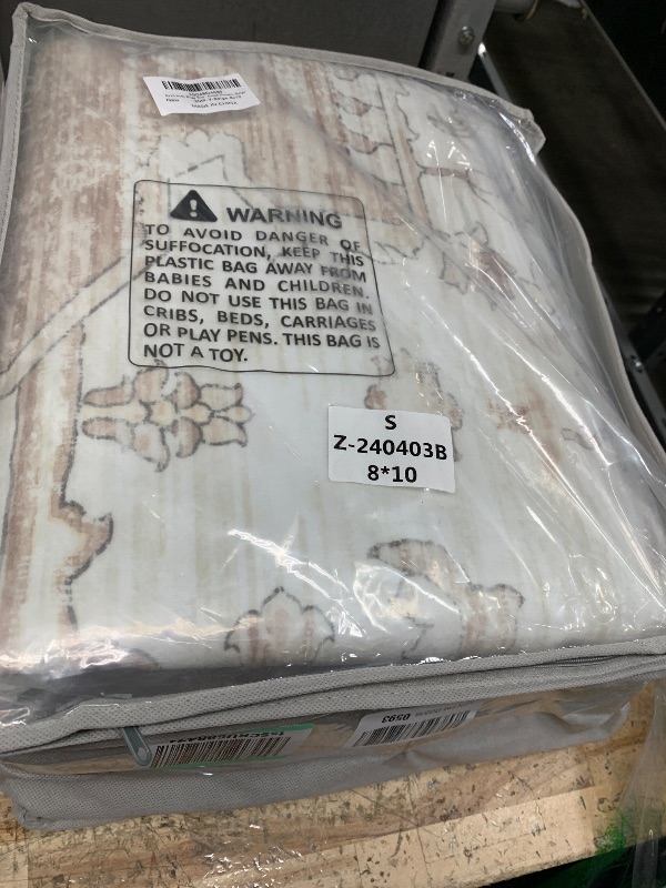 Photo 1 of 8x10 Area Rugs Washable Rug: Lagre Vintage Living Room Rug with Non-Slip Backing Low Pile Rug Soft Indoor Floor Thin Carpet Non Shedding Neutral Carpets for Bedroom Dining Room Farmhouse Nursery Beige