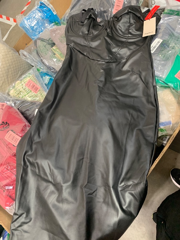 Photo 1 of ***SEE NOTES***Popilush Corset Shapewear Dress Faux Leather Club Midi Dress V Neck Night Out Bodycon Dresses for Women Black SIZE LARGE 