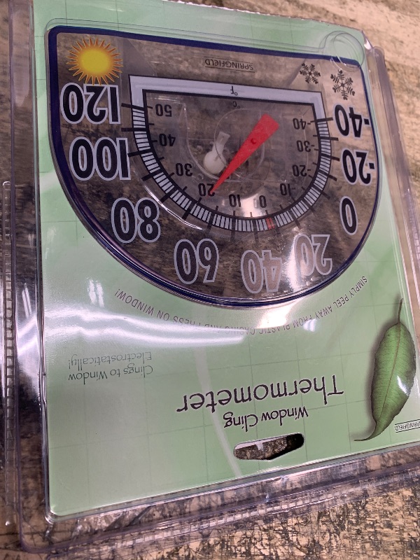 Photo 1 of Springfield Static Cling Indoor Outdoor Thermometer, Temperature Gauge for Patio, Pool, and Sauna, 8-Inch, White/Blue