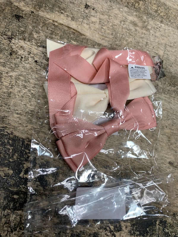 Photo 1 of 2PCS Silky Satin Hair Bows Hair Clip Beige Pink Hair Ribbon Ponytail Holder Accessories Slides Metal Clips Hair Bow for Women Girls Toddlers Teens Kids