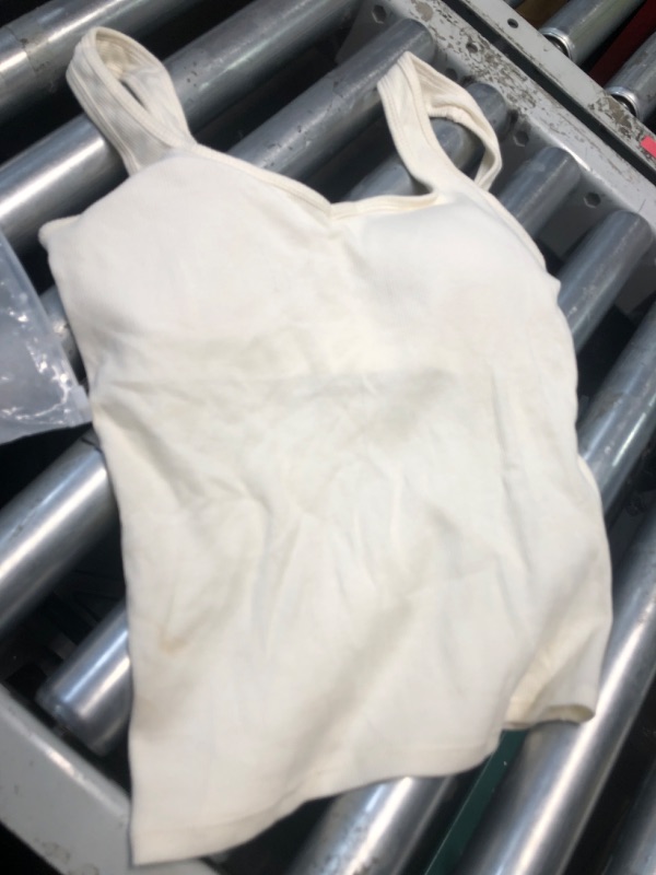Photo 1 of SUUKSESS Women Built in Bra Open Back Boat Neck Tank Tops Double Lined Backless Y2K Going Out Top Basic Shirt (White,LARGE)