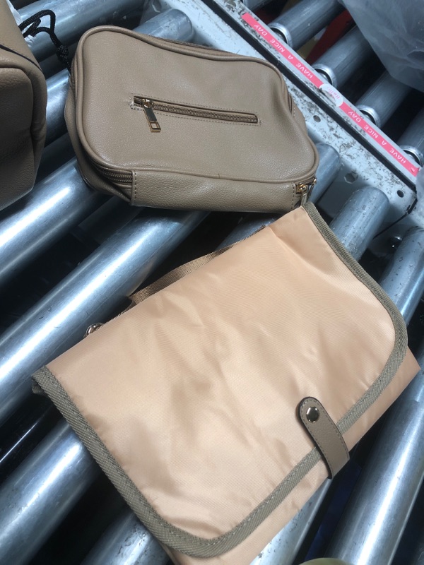 Photo 1 of ARDIKAMA Diaper Bag Backpack Leather Backpack for Women Travel Dad Mother Outdoor Backpack with Changing Pad Stroller Straps(2 pieces) Khaki