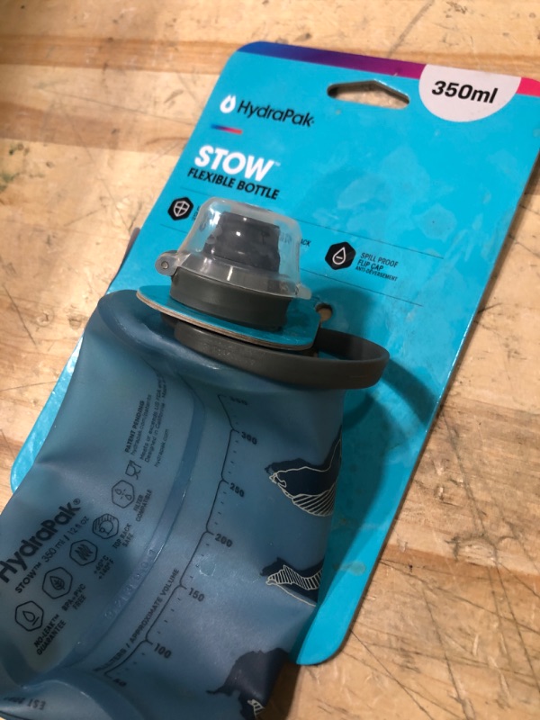 Photo 1 of HydraPak Stow - Collapsible Backpacking Water Bottle (350ml) - BPA Free, Ultra Light, Spill-Proof Twist Cap - MTN Tahoe Blue
