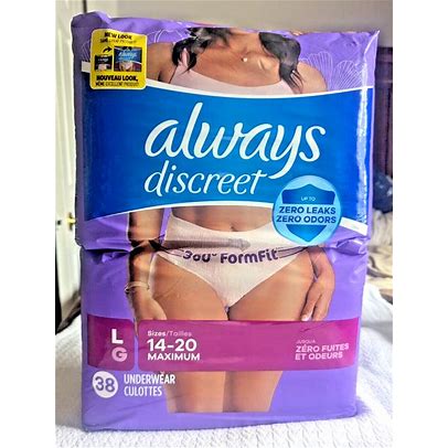 Photo 1 of Always Discreet Adult Incontinence Underwear for Women and Postpartum Underwear, L, Up to 100% Bladder Leak Protection, 76 Count (Packaging May Vary)