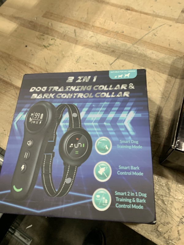 Photo 1 of 2-in-1 Dog Shock Collar & Dog Bark Collar - Smart Anti Barking Dog Training Collar with 5 Adjustable Sensitivity & 3300FT Remote for All Breeds IP67 Waterproof E-Collar