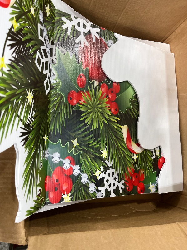 Photo 1 of DoubleFill 6 Ft Christmas Tree Life Size Cardboard Cutout Stand Ups Christmas Tree Photo Props Waterproof PVC Standup Christmas Party Decoration for Xmas Party Floor Yard Outdoor Indoor Home Decor