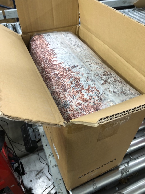 Photo 1 of vivorug Washable Rug, Ultra Soft Area Rug 8x10, Non Slip Abstract Rug Foldable, Stain Resistant Rugs for Living Room Bedroom, Modern Fuzzy Rug (Gray/Rust, 8'x10')