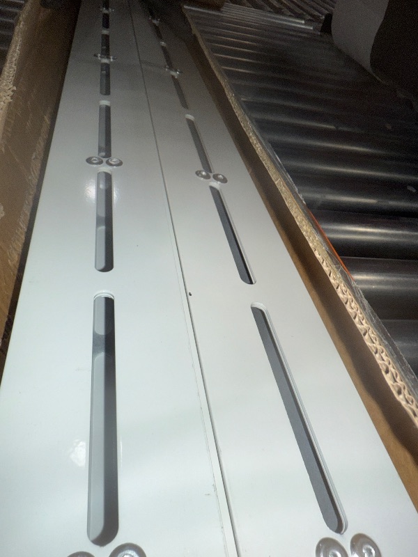 Photo 1 of TORACK Garage Ceiling Bin Storage Rack, Overhead Tote Storage Rail System Heavy Duty Adjustable Tote Slide Rails Garage Bins Storage System(White, Bins are not included)