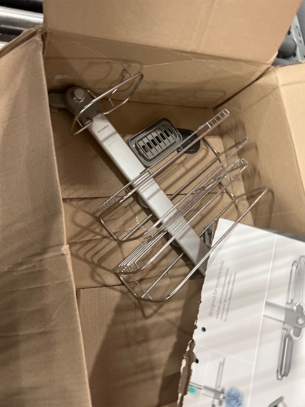 Photo 1 of simplehuman Adjustable and Extendable Shower Caddy XL, Stainless Steel and Anodized Aluminum