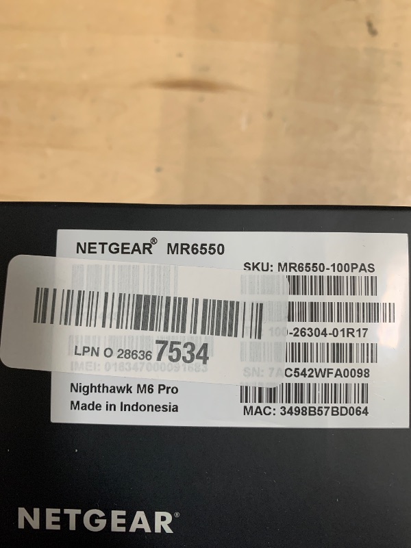 Photo 1 of NETGEAR Nighthawk M6 Pro Mobile Hotspot 5G mmWave, 8Gbps, Unlocked,AT&T, T-Mobile,Verizon International Roaming 125 Countries,WiFi 6E,Portable Device with touch control, Modem Wireless Router(MR6550)