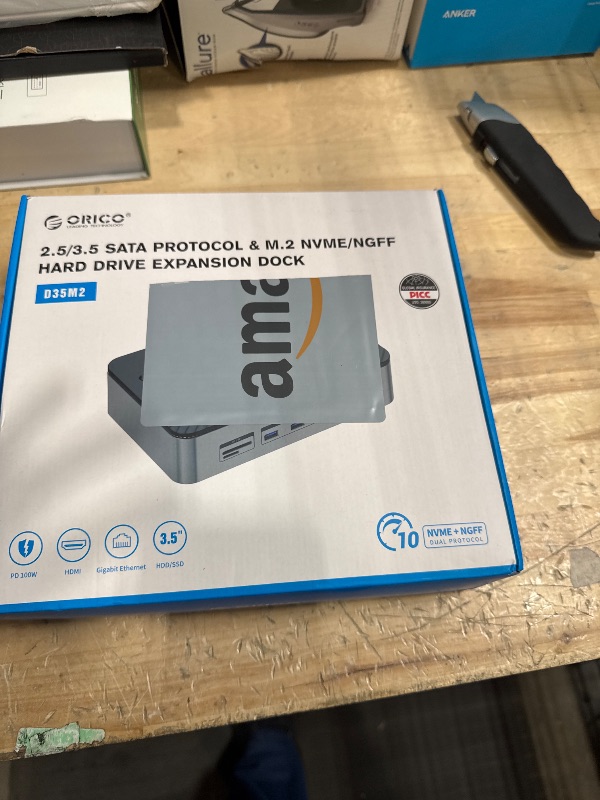 Photo 1 of ORICO USB-C Docking Station with Dual Hard Drive Enclosure, 12-in-1 USB C Hub Fits M.2 NVMe/SATA SSD and 2.5/3.5 inch SSD, 10Gbps, 4K@60Hz HDMI, 100W PD, Card Readers, Ethernet - D35M2