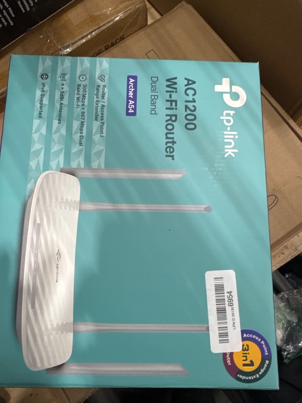 Photo 1 of TP-Link AC1200 WiFi Router (Archer A54) - Dual Band Wireless Internet Router, 4 x 10/100 Mbps Fast Ethernet Ports, Supports Guest WiFi, Access Point Mode, IPv6 and Parental Controls