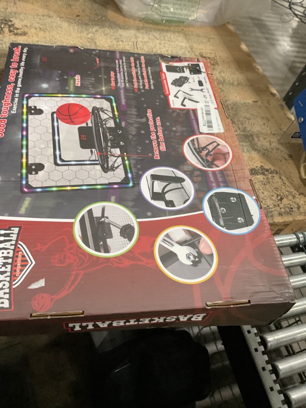 Photo 1 of Basketball Hoop Indoor,Mini Hoop with LED Light/Scoreboard, Door Basketball Hoop Basketball Toys Gifts for 5 6 7 8 9 10 11 12 Year Old Boys Girls (Honeycomb Pattern)