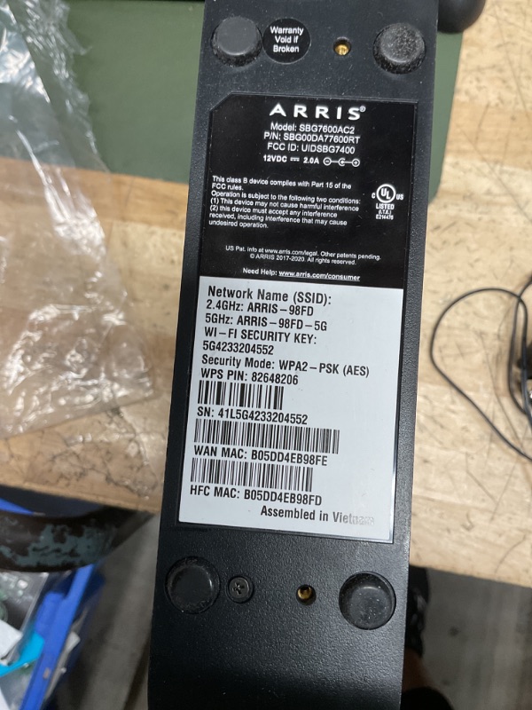 Photo 1 of ARRIS (SBG7600AC2) - Cable Modem Router Combo - Fast DOCSIS 3.0 & AC2350 WiFi ,Approved for Comcast Xfinity, Cox, Charter Spectrum & more , Four 1 Gbps Ports , 800 Mbps Max Internet Speeds