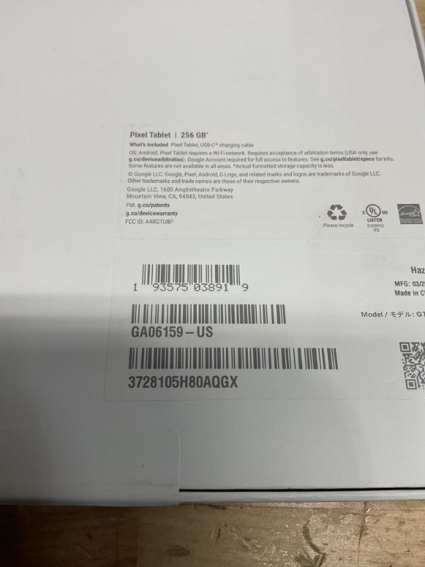 Photo 1 of SEE COMMENTS**Google Pixel Tablet - Android Tablet with 11-Inch Screen and Extra-Long Battery Life - Hazel - 8 GB RAM - 256 GB***CRACKED SIDE**SOLD AS IS **NO REFUND**