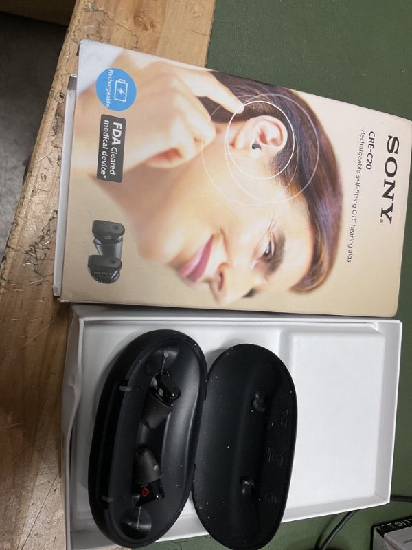 Photo 4 of **MISSING CHARGER AND SILICONE PIECES** Sony CRE-C20 Self-Fitting OTC Hearing Aids for Mild to Moderate Hearing Loss, Prescription-Grade Sound Quality, Compact Virtually Invisible Design, Customizable App, and Rechargeable Battery