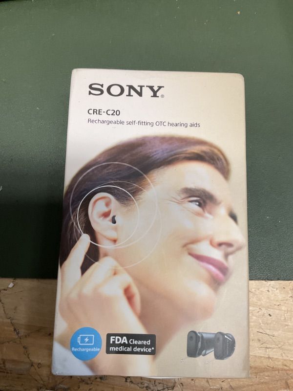 Photo 2 of **MISSING CHARGER AND SILICONE PIECES** Sony CRE-C20 Self-Fitting OTC Hearing Aids for Mild to Moderate Hearing Loss, Prescription-Grade Sound Quality, Compact Virtually Invisible Design, Customizable App, and Rechargeable Battery