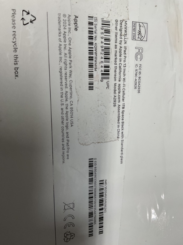 Photo 1 of Apple iPad Pro 13-Inch (M4): Built for Apple Intelligence, Ultra Retina XDR Display, 1TB, 12MP Front/Back Camera, LiDAR Scanner, Wi-Fi 6E + 5G Cellular, Face ID, All-Day Battery Life — Space Black