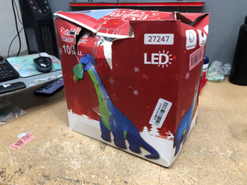 Photo 1 of COMIN 10ft Christmas Inflatables Outdoor Decorations, Blow Up Dinosaur Christmas Tree Inflatable with Built-in LEDs for Christmas Indoor Outdoor Yard Lawn Garden Decorations