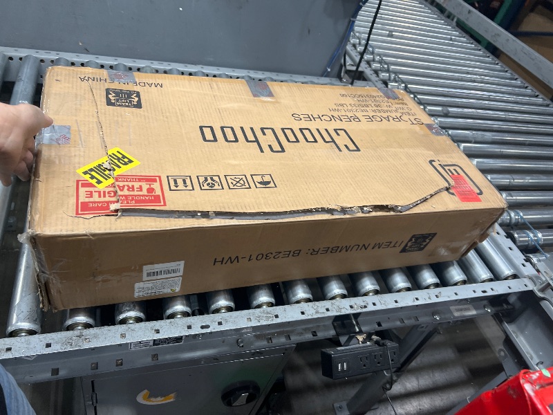 Photo 1 of ChooChoo Shoe Storage Bench with Lift Top Storage, Entryway Bench with 2 Cushioned Seats, 3 Compartments, Adjustable Shelf, Shoe Cabinet with Hidden Storage for Entryway, Bedroom, Living Room, White