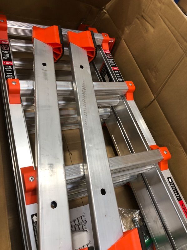 Photo 1 of LANBITOU Ladder, A Frame 4 Step Ladder Extension, 14 FT Anti-Slip Multi Position & Storage Folding Ladder, 330 lbs Security Load Telescoping Aluminum Ladders for Stairs Home Indoor Outdoor Roof