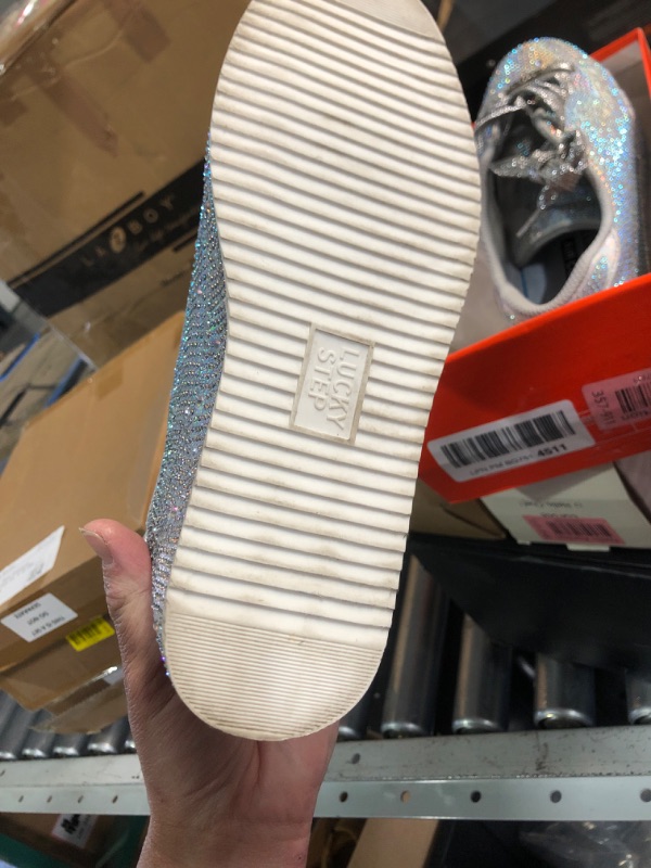 Photo 1 of LUCKY STEP Rhinestone Fashion Sneakers | Sparkly Bling Wedding Bridal Shiny Shoes for Women(Silver Rhinestone,7 B(M) US)