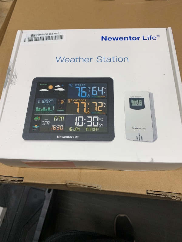 Photo 1 of Weather Station Wireless Indoor Outdoor Thermometer, Atomic Clock with Tide Sunrise Sunset Time, Barometer Phase Black