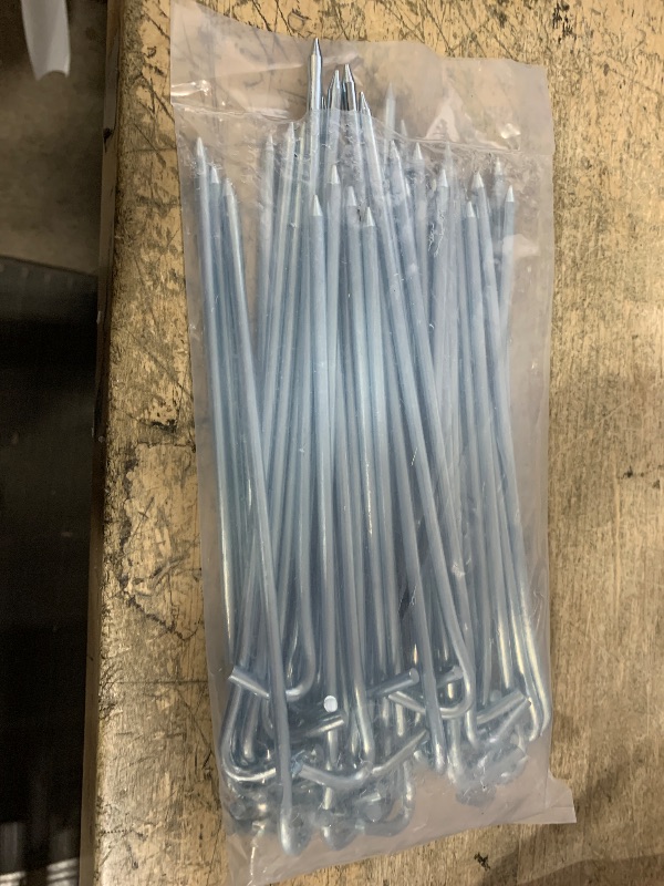 Photo 1 of AAGUT Tent Stakes Metal Garden Edging Fence Hooks Yard Camping Stake Heavy Duty Galvanized 9 Inch 6 Gauge Tent Pegs for Tarp, Inflatable, Outdoor Christmas Decorations, 50 Pack