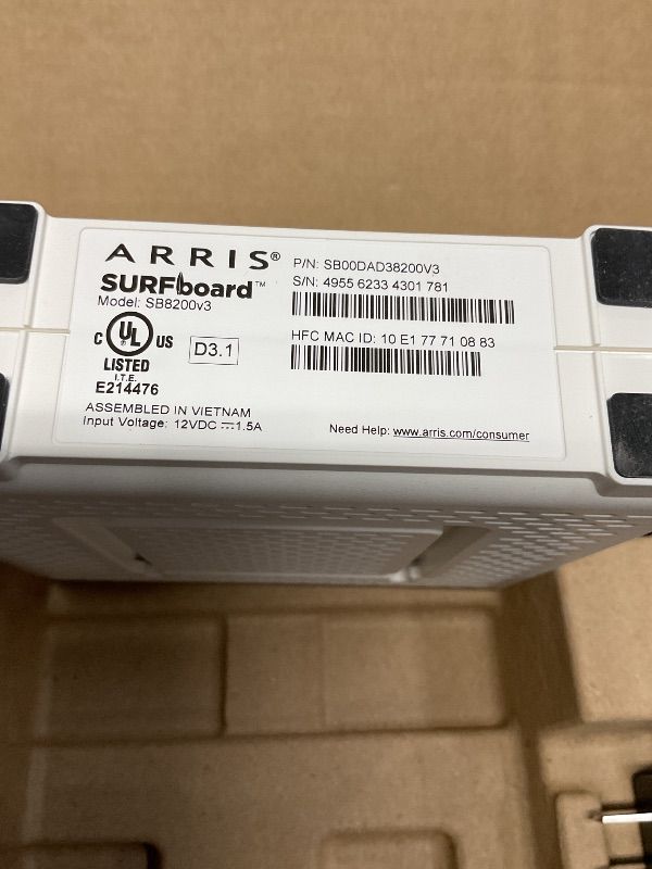 Photo 5 of ARRIS (SB8200) - Cable Modem - Fast DOCSIS 3.1 32x8 Gigabit WiFi , Approved for Comcast Xfinity, Cox, Charter Spectrum, & more | 1 Gbps Max Internet Speed, 4 OFDM Channels