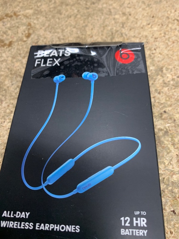 Photo 2 of Beats Flex Wireless Earbuds - Apple W1 Headphone Chip, Magnetic Earphones, Class 1 Bluetooth, 12 Hours of Listening Time, Built-in Microphone - Flame Blue