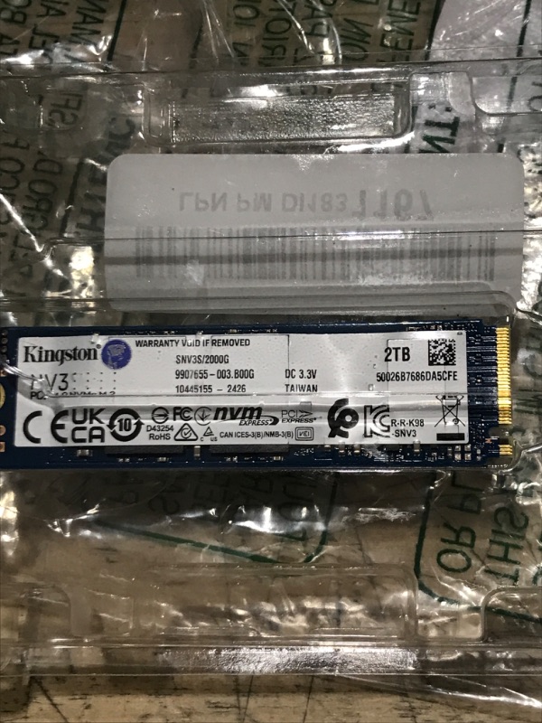 Photo 1 of Kingston NV3 2TB M.2 2280 NVMe SSD | PCIe 4.0 Gen 4x4 | Up to 6000 MB/s | SNV3S/2000G