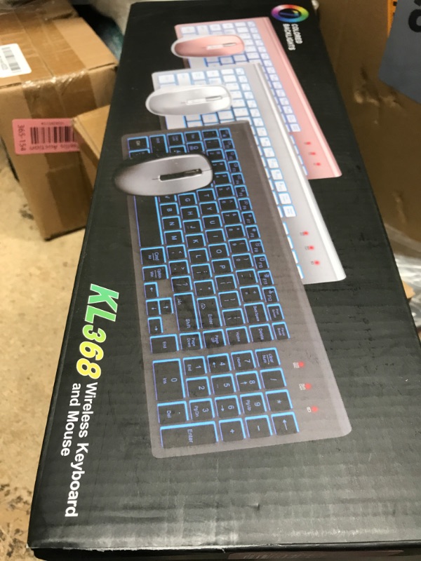 Photo 1 of SABLUTE Wireless Keyboard and Mouse Combo Backlit - Compact Quiet Keyboard with RGB Mouse, Rechargeable, Slim, Sleep Mode, Portable Cordless Keyboard Mouse Set for Mac, Windows, Laptop (Space Gray)