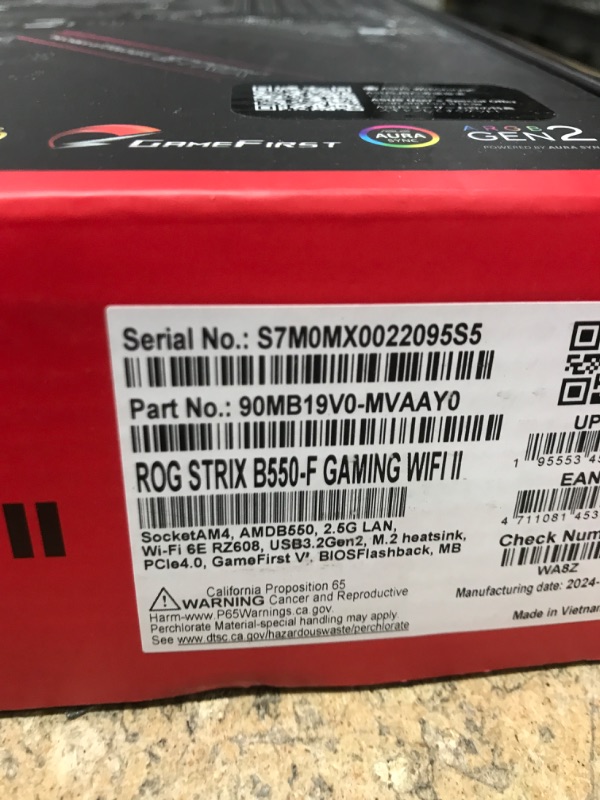 Photo 1 of ASUS ROG Strix B550-F Gaming WiFi II AMD Socket AM4 ATX DDR4 Motherboard