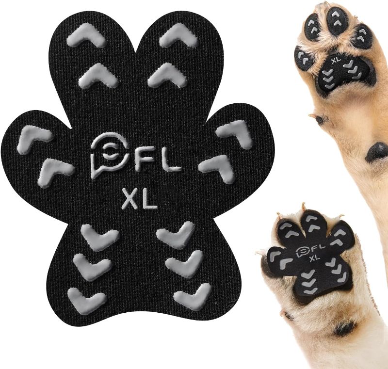 Photo 1 of Anti-Slip Dog Paw Protector Pads for Senior Dogs, Dog Paw Black Stickers with Strong Traction on Hardwood Floor, Dog Essentials,12sets(48pcs) XL(41-60lbs)