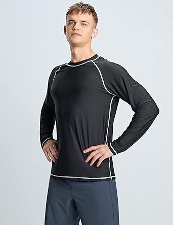 Photo 1 of  Men's UV Long Sleeve Swim Shirts Loose Fit 5pk