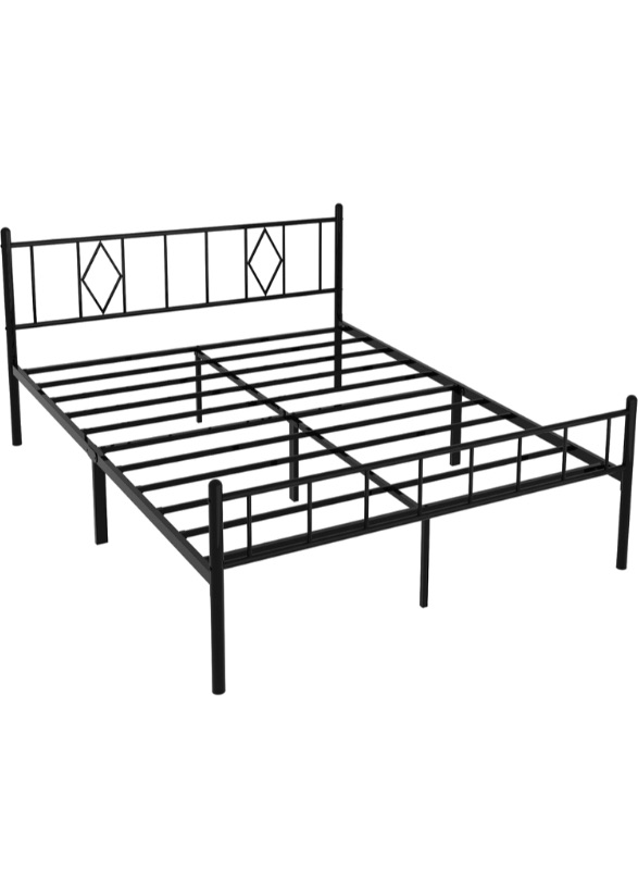 Photo 1 of 14 Inch King Size Bed Frames with Headboard/Footboard, Under Bed Storage, Strong Metal Slats Support, No Box Spring Needed, Noise Free, Easy Assembly, Black