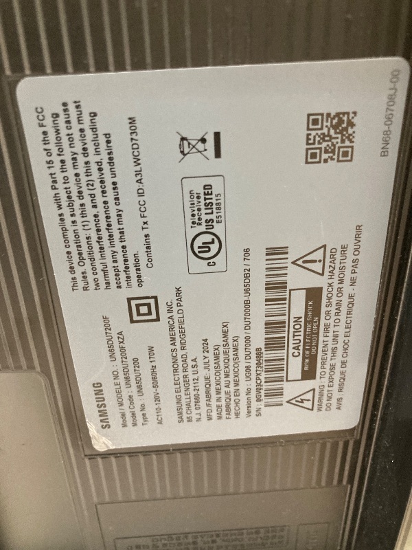 Photo 1 of 65” Class DU7200 Series Crystal UHD 4K Smart Tizen TV (2024)