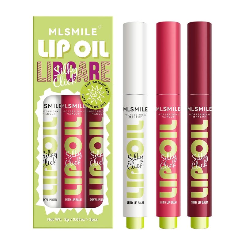 Photo 1 of 3 Colors Fat Lip Oil Click Slick,Press Lipstick Set,Moisturizing Lip Balm,High Pigment Glow Lip Oil,Long-lasting,Pigmented Vegan,Lightweight and Glossy Lip Plumper with Coconut Oil-Set A