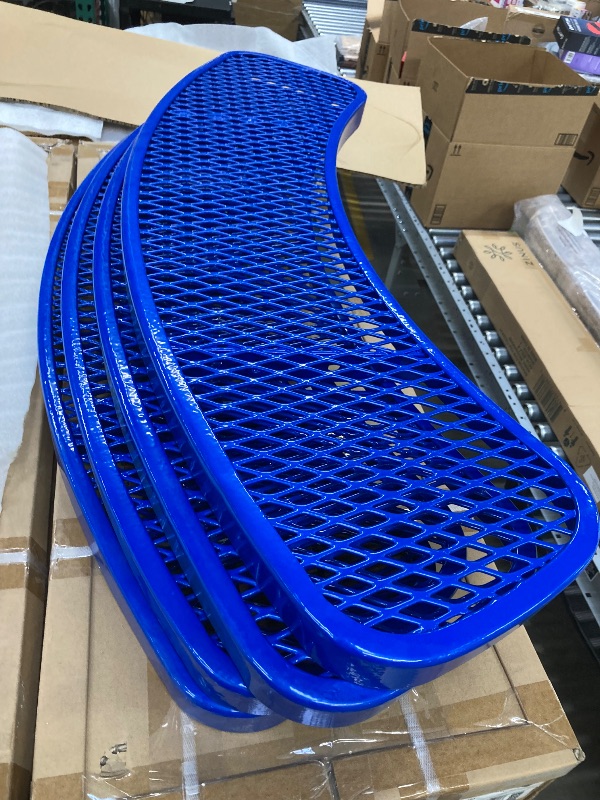 Photo 1 of ***ONLY ONE BENCH, OTHERS NOT INCLUDED***   OUTTANS Metal Picnic Table Coated Steel Heavy Duty Commercial Grade Adjustable Seats (Blue, 4' Square, Additional) ( No Hardware included)