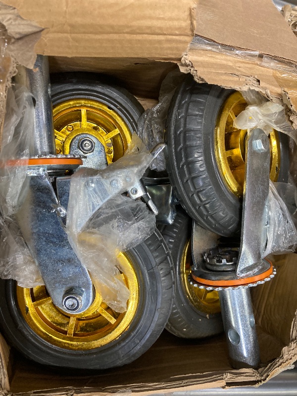 Photo 1 of 4 PCS 8"x 2" Scaffolding Rubber Caster Wheels with Dual Locking Swivel Caster, 360 Degrees Heavy Duty, 4 Pack