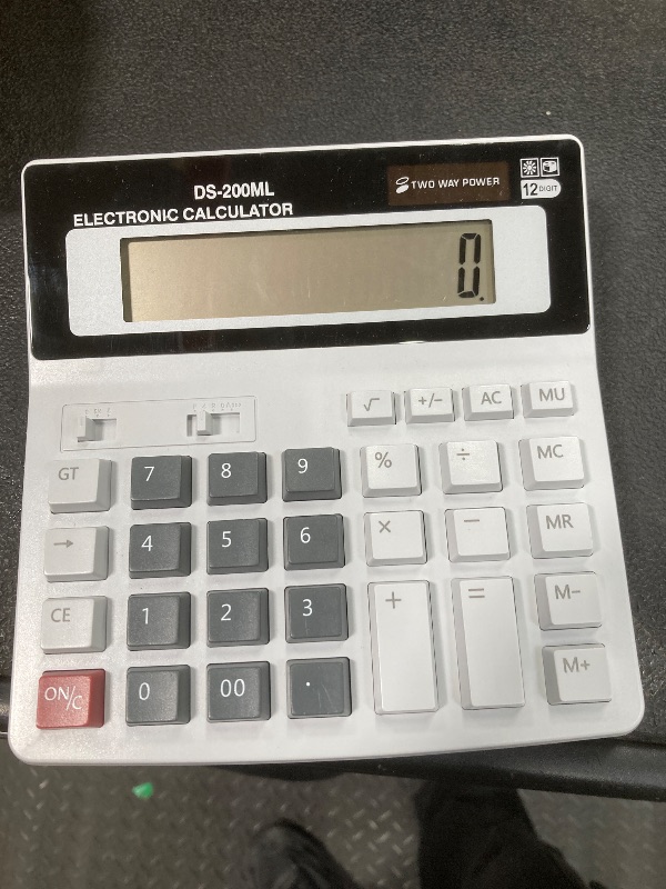 Photo 2 of 12-Digit Desktop Calculator, Clear Large LCD Display, School Calculators with Dual Power Battery and Solar, Sensitive Big Buttons and Standard Function for School, Office, Home
