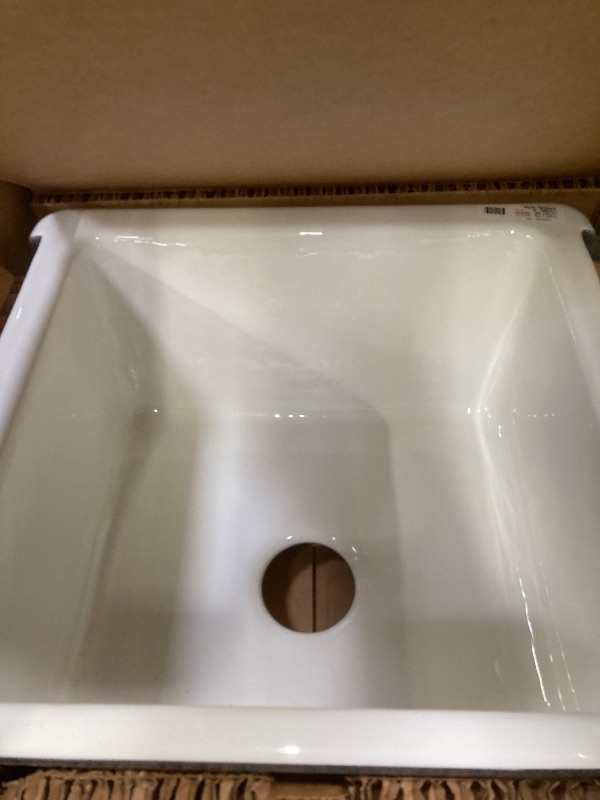 Photo 2 of ****HAS CHIP ON SIDE TOP FRONT****KOHLER K-5665-0 Whitehaven Farmhouse Self-Trimming Undermount Single-Bowl Kitchen Sink with Tall Apron, 23-11/16 x 21-9/16 x 9-5/8-Inch, White