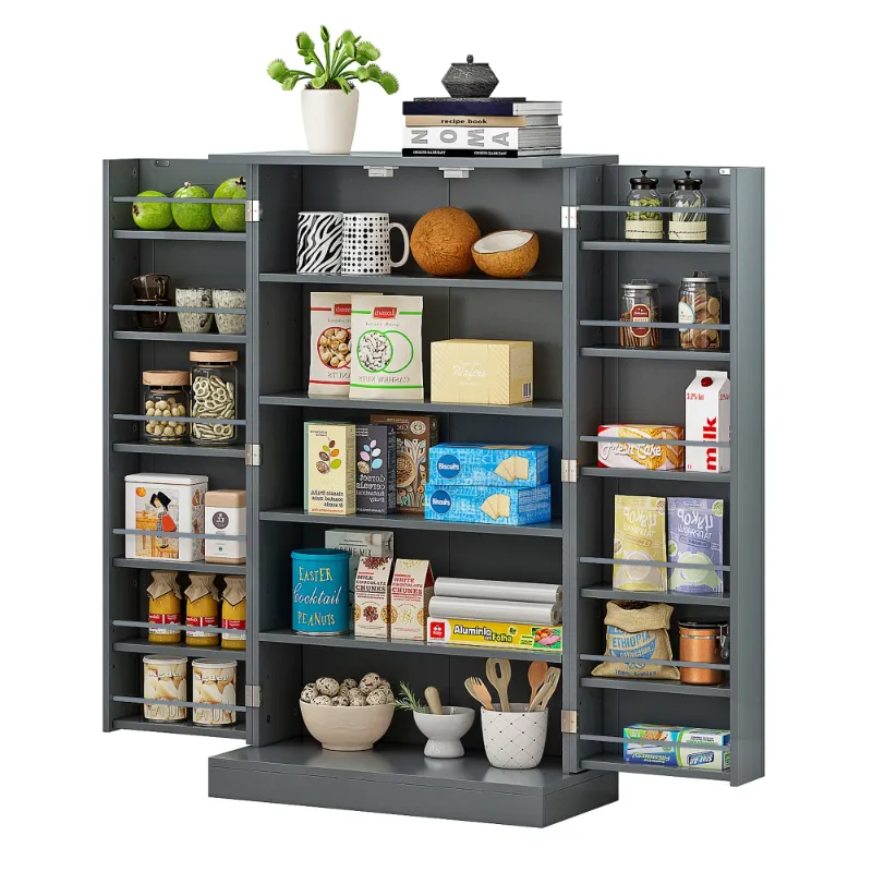 Photo 1 of ****MISSING OTHER BOX, PARTS ONLY***HOMEFORT 41" Farmhouse Kitchen Pantry, Storage Cabinet with Doors and Adjustable Shelves for Kitchen, Living Room and Dinning Room in Grey
